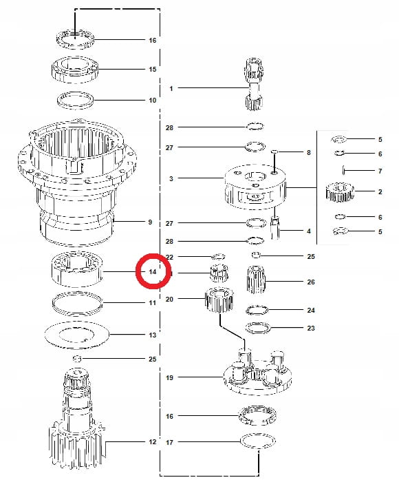 Нижний подшипник поворотного стола CAT M318 M320 1550869