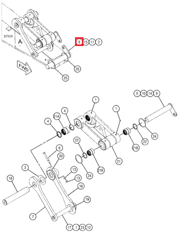 Штифт крепления ковша CAT 324D 330D 385c 100X639