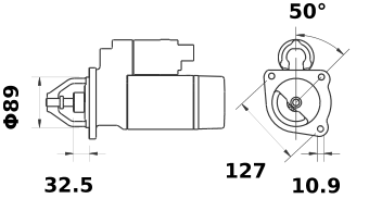 Стартер 12V 3.2 kW для двигателей Perkins в машинах {_b0_}, Massey Ferguson, Terex