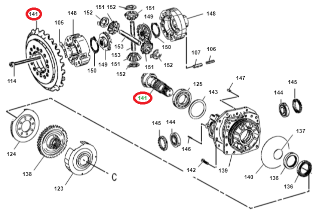 Вал и дисковое колесо ZF CAT M312, M313C