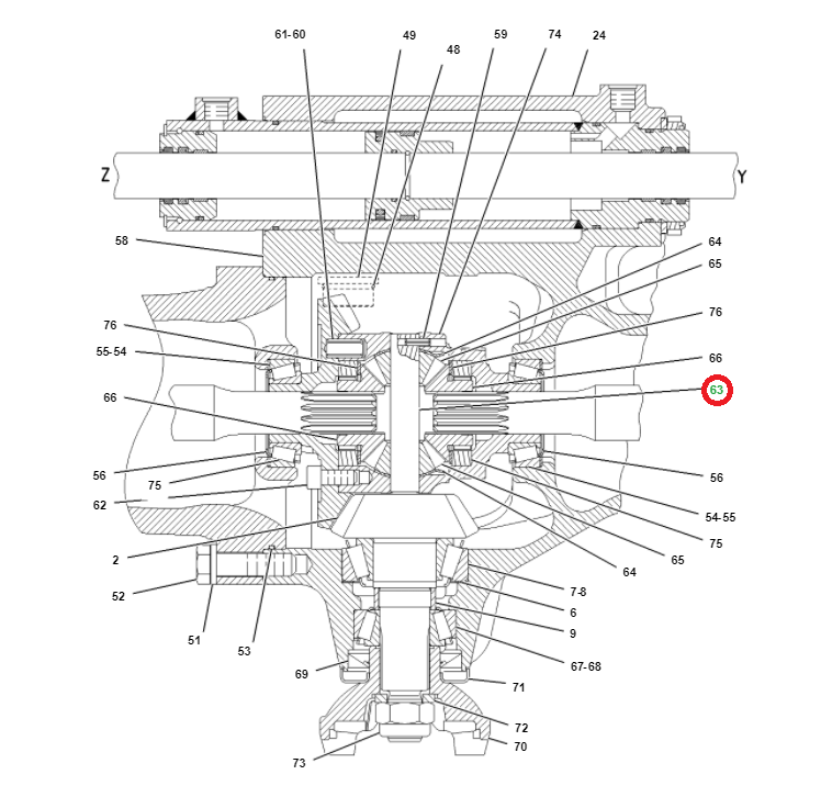 Контакт дифференциала CAT 428C 428d 20x104