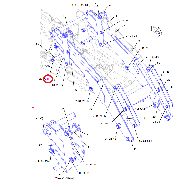 Штифт привода Lift CAT 428E 432E 442E 45x255