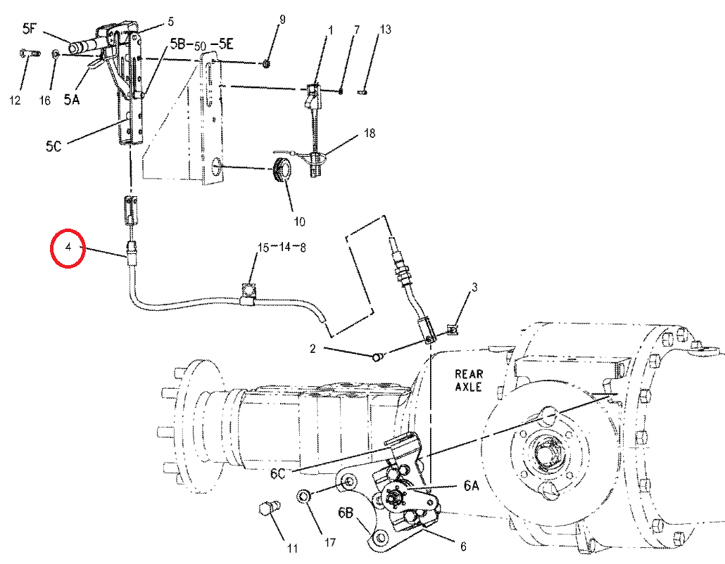 КАБЕЛЬ РУЧНОГО ТОРМОЗА CAT 428C 428D 1630755