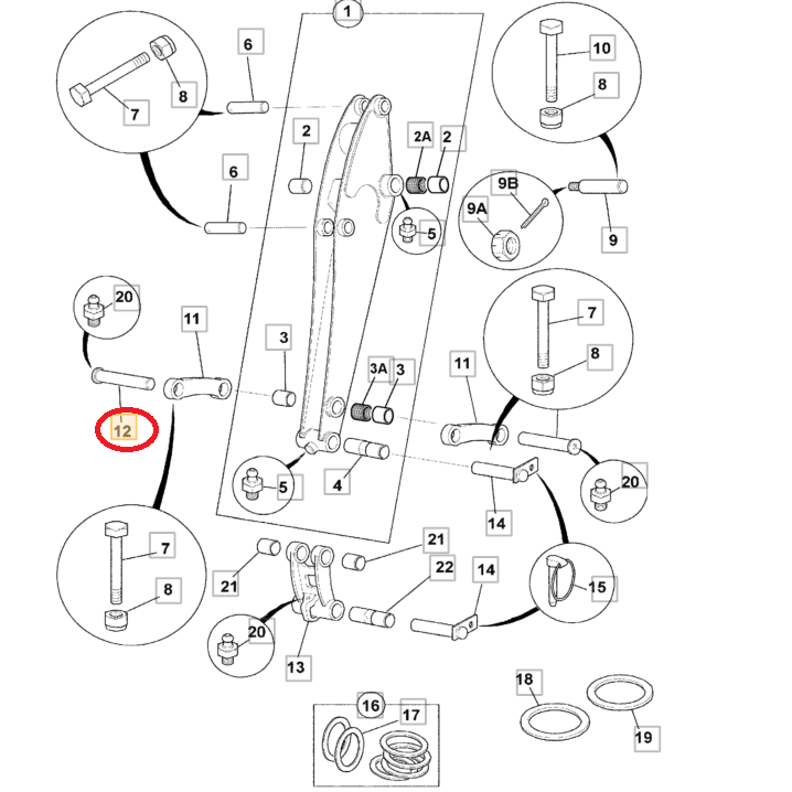 Штифт муфты ковша JCB MINI 8025 40x200