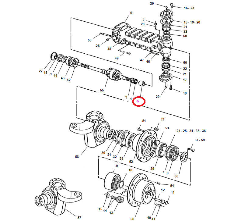 Втулка короткой полуоси CAT TH62 63 82 83 49X61X58