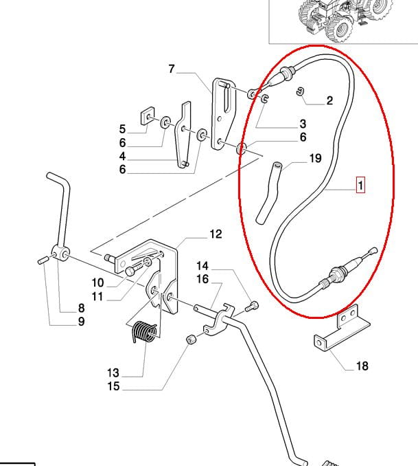 НОЖНОЙ ГАЗОВЫЙ ТРОС NEW HOLLAND CASE STEYR 82016354 - 87319808 - 87520308