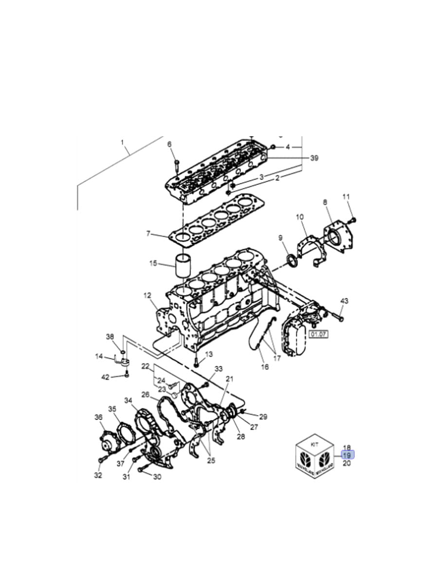 Комплект прокладок для двигателя верхнее - New Holland 87790152