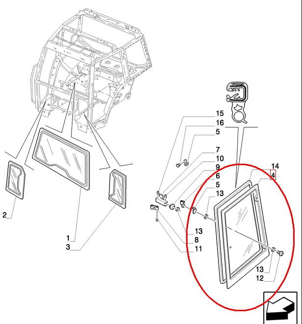 СТЕКЛО ПРАВОЕ БОКОВОЕ NEW HOLLAND CASE 5182188
