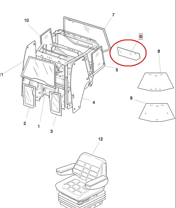 ЗАДНЕЕ НИЖНЕЕ СТЕКЛО NEW HOLLAND CASE 82000485