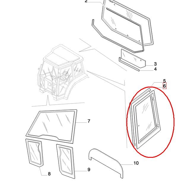 БОКОВОЕ СТЕКЛО ЛЕВОЕ НАКЛОННОЕ NEW HOLLAND CASE 82029321 - 82009813 - E9NN9429711AA