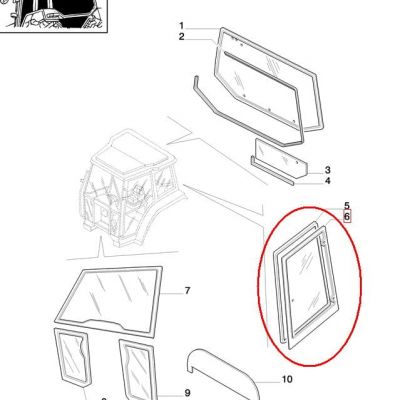 БОКОВОЕ СТЕКЛО ПРАВОЕ НАКЛОННОЕ NEW HOLLAND CASE 82029320 - 82009812 - E9NN9429710AA