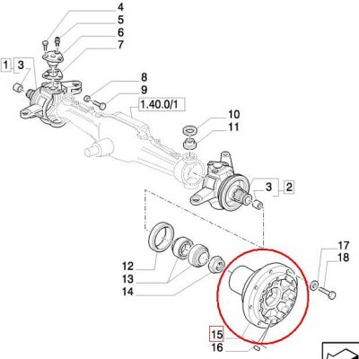 СТУПИЦА ПЕРЕДНЕГО КОЛЕСА NEW HOLLAND CASE 5142013 - 5142014 - 5151461