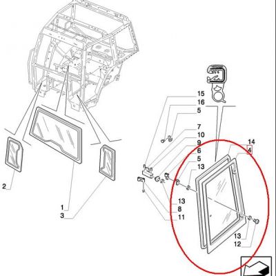 СТЕКЛО ПРАВОЕ БОКОВОЕ NEW HOLLAND CASE 5182188