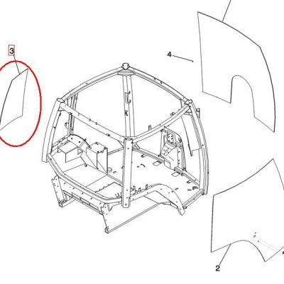 БОКОВОЕ СТЕКЛО ЛЕВОЕ НАКЛОННОЕ NEW HOLLAND CASE 242539A4