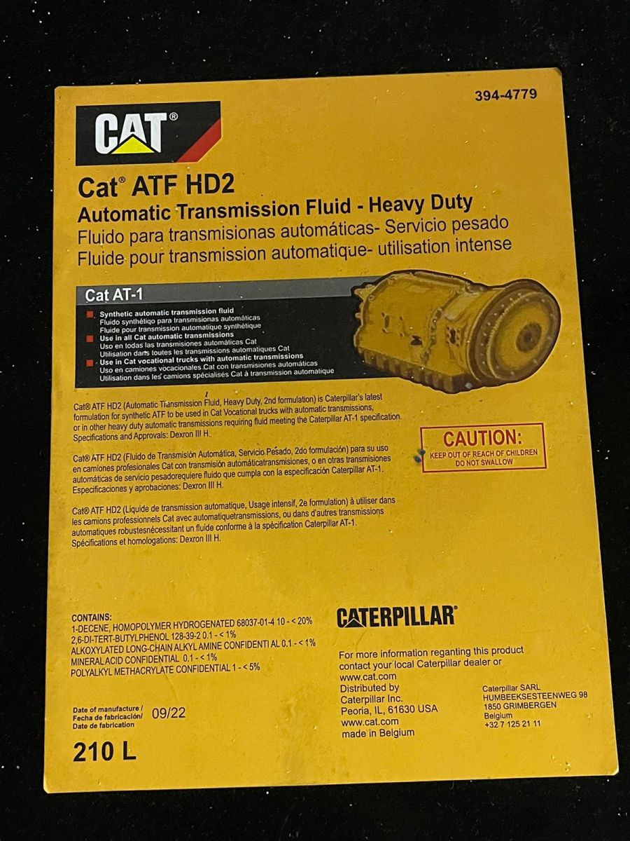 Трансмиссионное масло Cat ATF HD2 (394-4781) - 208L