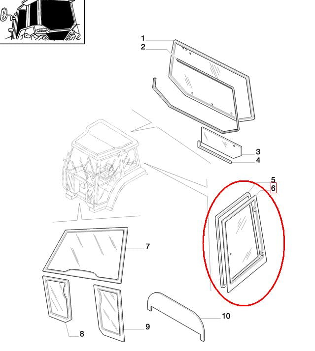 ОКНО БОКОВОЕ ПРАВОЕ, НАКЛОНЯЕМОЕ NEW HOLLAND CASE 82029320 - 82009812 - E9NN9429710AA