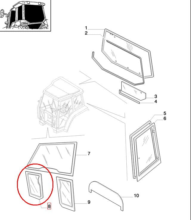 НИЖНЕЕ ПРАВОЕ ОКНО ОКНО NEW HOLLAND CASE 82001924