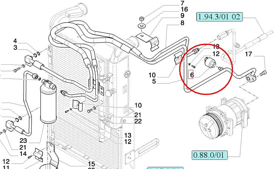 ДАТЧИК ДАВЛЕНИЯ КОНДИЦИОНЕРА NEW HOLLAND CASE STEYR 87699591 - 82019426 - 84233818