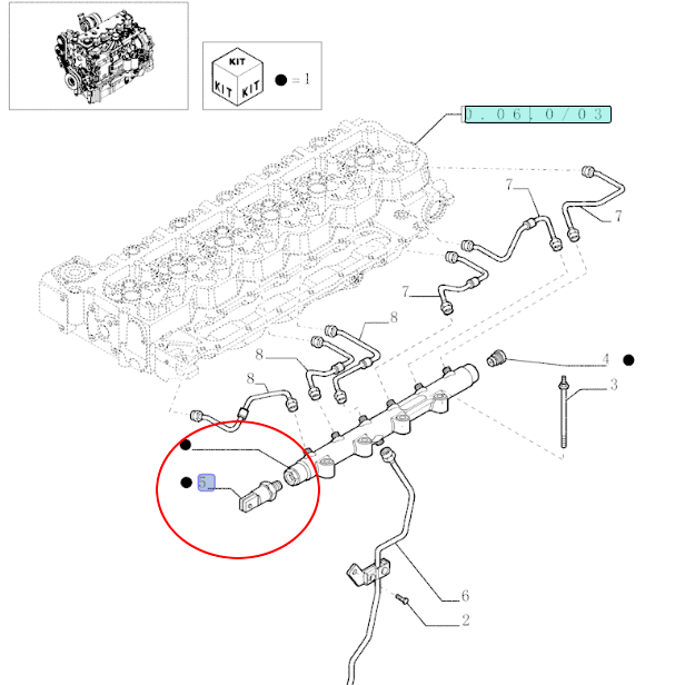 ДАТЧИК ТОПЛИВНОЙ РЕЙКИ CNH 2854542 - 504333094