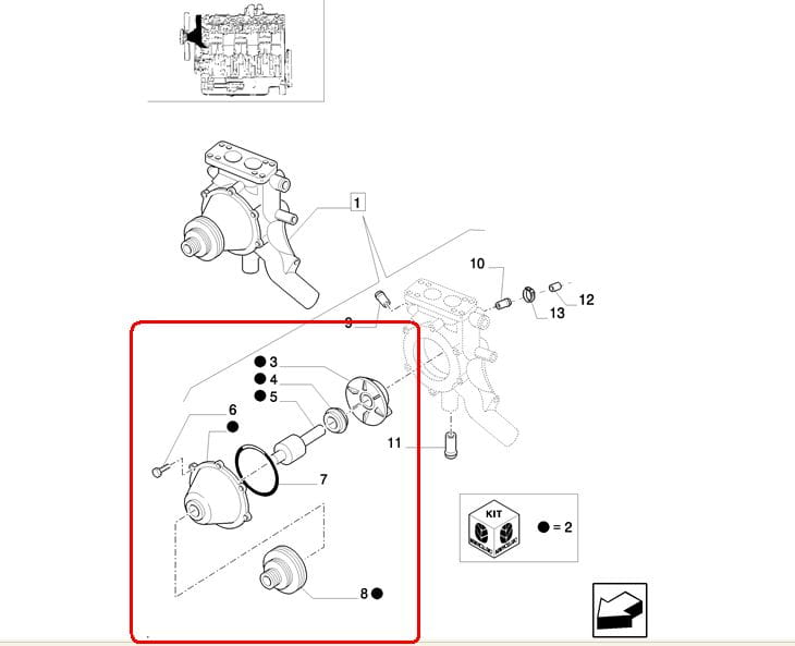 РЕМКОМПЛЕКТ ВОДЯНОГО НАСОСА NEW HOLLAND 73321361 - 87840823 - 87801641