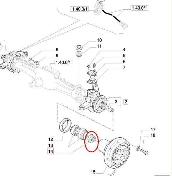 ПЕРЕДНЯЯ ГАЙКА NEW HOLLAND CASE 5142020