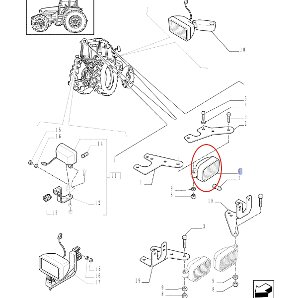 ФАРА РАБОЧАЯ ГАЛОГЕННАЯ ЛЕВАЯ NEW HOLLAND 87638105 - 84254565