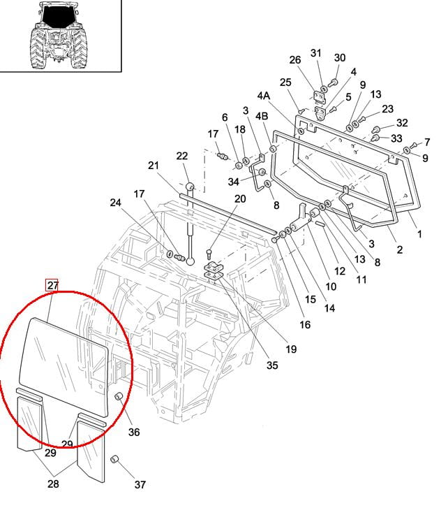 НЕНАКЛОНЯЕМОЕ ВЕТРОВОЕ СТЕКЛО NEW HOLLAND CASE 82000296