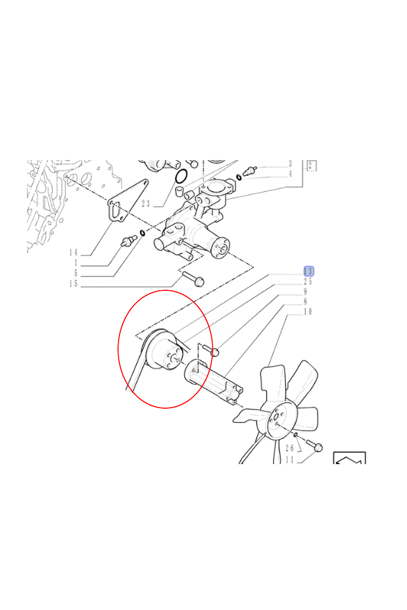 ШКИВ ВОДЯНОГО НАСОСА NEW HOLLAND CASE CNH 9975743