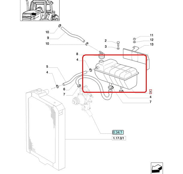 РАСШИРИТЕЛЬНЫЙ БАК С ДАТЧИКОМ УРОВНЯ NEW HOLLAND CASE 82019583 - 82009886 - 82019581