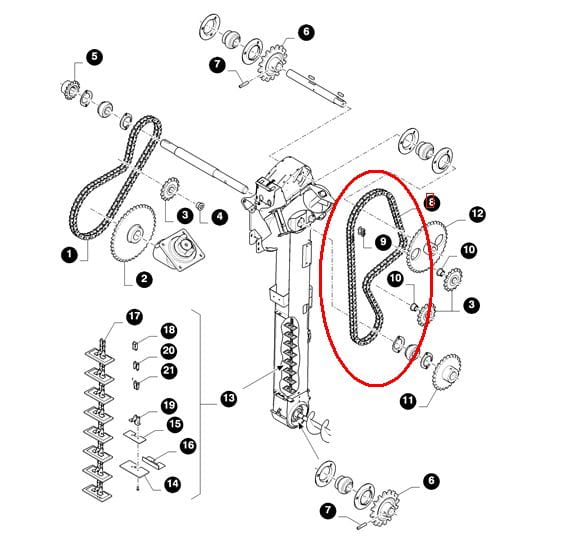 ЦЕПЬ ПРИВОДА ЗЕРНОВОГО КОНВЕЙЕРА 84443831 - 48056099