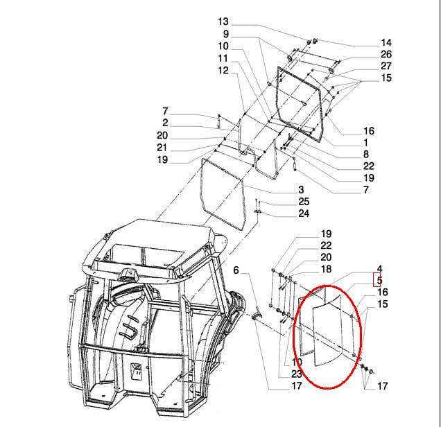 ОКНО БОКОВОЕ ПРАВОЕ NEW HOLLAND CASE 5089556