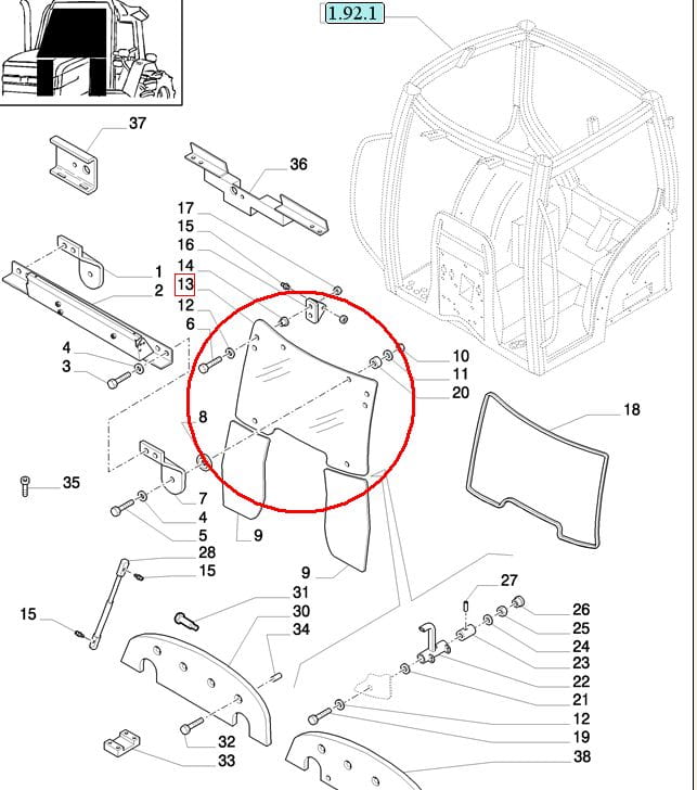 ПОВОРОТНОЕ ОКНО NEW HOLLAND CASE STEYR 82032042