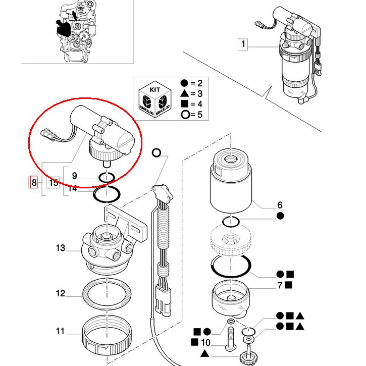 ЭЛЕКТРИЧЕСКИЙ ТОПЛИВНЫЙ ФИЛЬТР-НАСОС NEW HOLLAND CASE 87802238