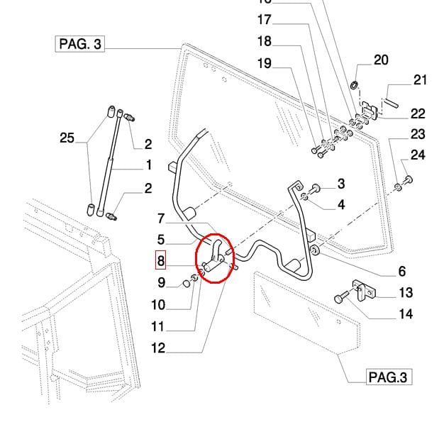 РУЧКА ЗАДНЕГО И ПЕРЕДНЕГО ОКНА NEW HOLLAND CASE STEYR 81868309 - 87541759