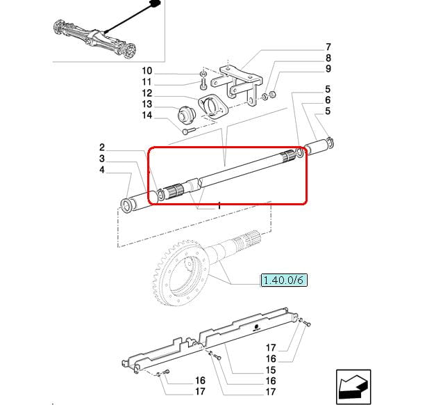 ПРИВОДНОЙ ВАЛ ПЕРЕДНЕЙ ОСИ NEW HOLLAND CASE 5168037