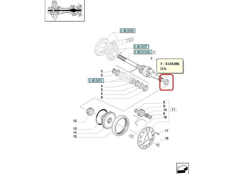 УПЛОТНИТЕЛЬ КОРОТКОГО ВАЛА NEW HOLLAND CASE 5135386