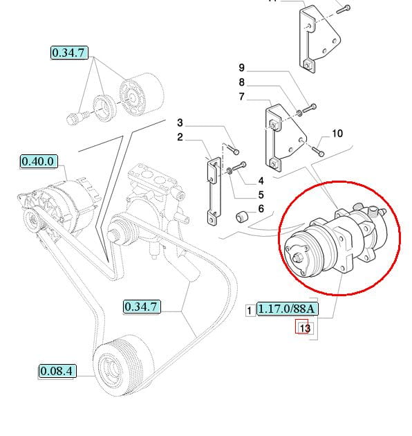 КОМПРЕССОР КОНДИЦИОНЕРА ВОЗДУХА NEW HOLLAND CASE 82008689 - 82016158 - 87709786