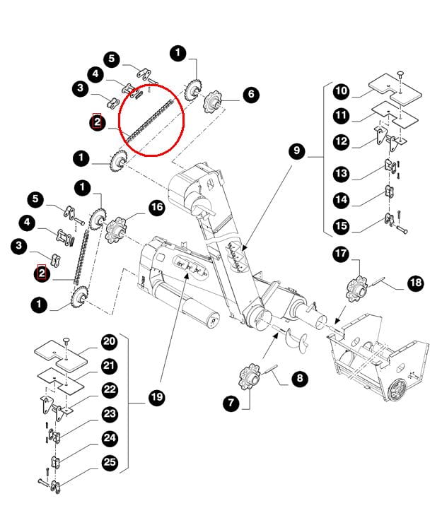 ЦЕПЬ ПРИВОДА ЗЕРНОВОГО И ПОКОСОВОГО КОНВЕЙЕРА NEW HOLLAND CASE 80116140