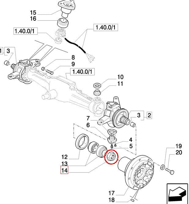 ГАЙКА ПЕРЕДНЕЙ ОСИ NEW HOLLAND CASE 5141692