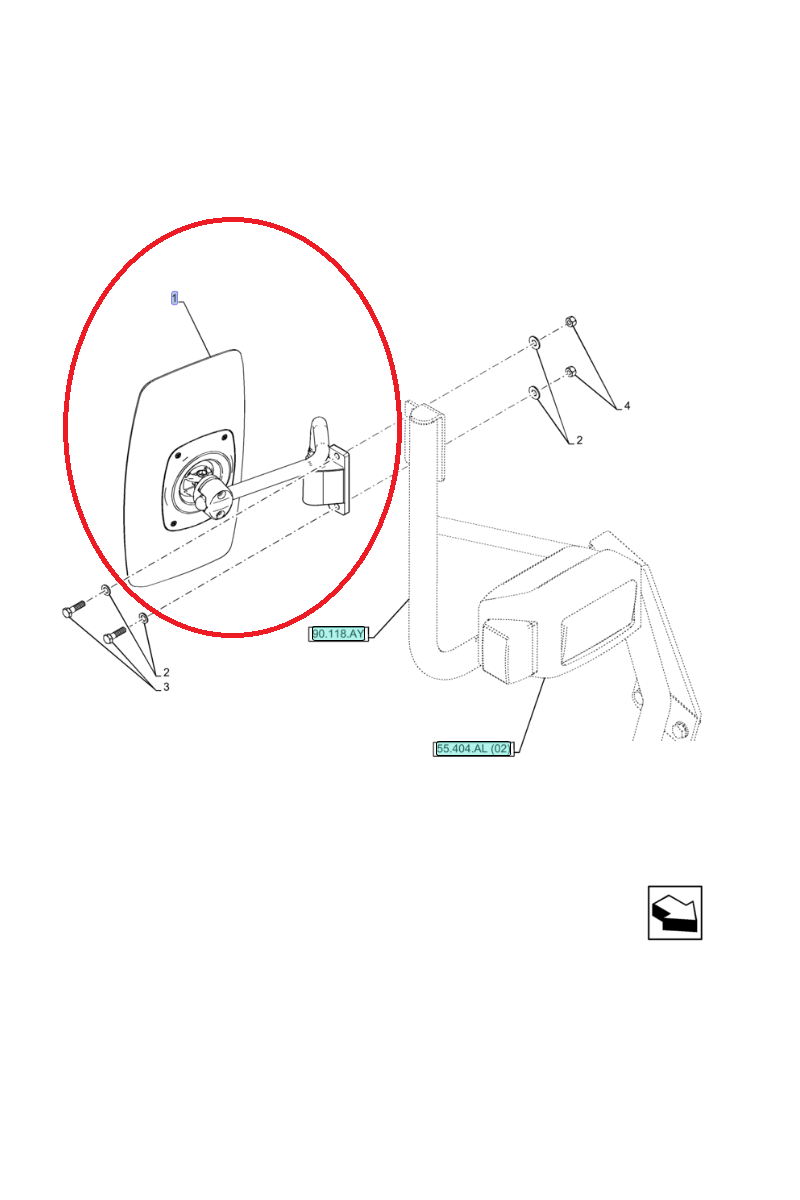 Зеркало для погрузчика New Holland CNH 47512762 - 47392535 - 47800835