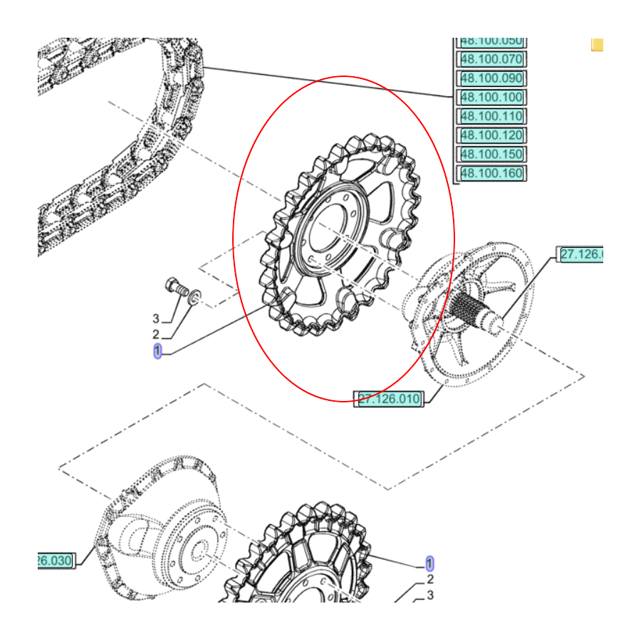 ЦЕПНОЕ ПРИВОДНОЕ КОЛЕСО NEW HOLLAND CNH 5153633 - 27 ЗУБЦИЙ