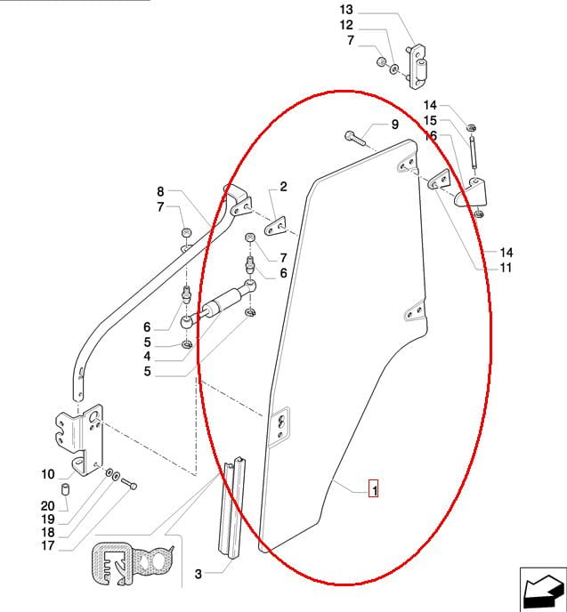 СТЕКЛО ДВЕРИ ПРАВОЕ NEW HOLLAND КОРПУС 87302768