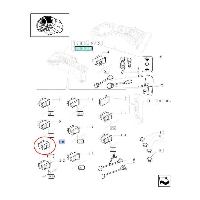 ВЫКЛЮЧАТЕЛЬ СВЕТА ЛЕВЫЙ TOP NEW HOLLAND CASE STEYR 84203484 - 82037365