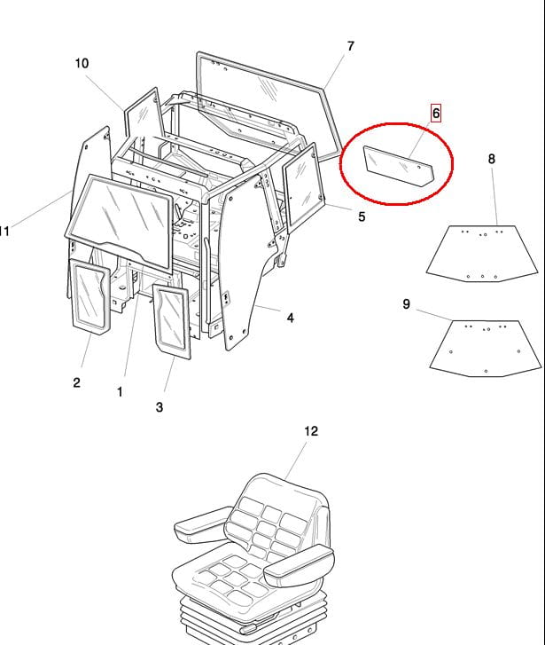 НИЖНЕЕ ЗАДНЕЕ ОКНО NEW HOLLAND CASE 82000485