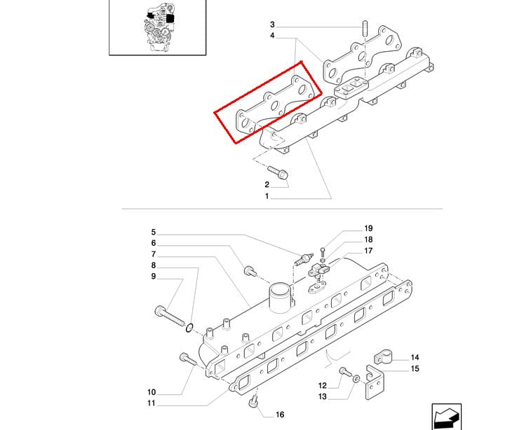 ПРОКЛАДКА ВЫПУСКНОГО КОЛЛЕКТОРА NEW HOLLAND CASE 83999220 - 87801658