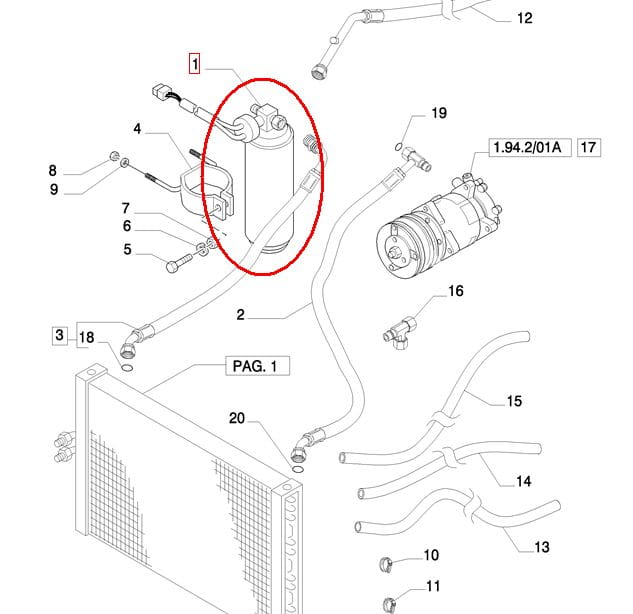 ОСУШИТЕЛЬ КОНДИЦИОНЕРА NEW HOLLAND CASE STEYR 5155867 - 5165615 - 322314100