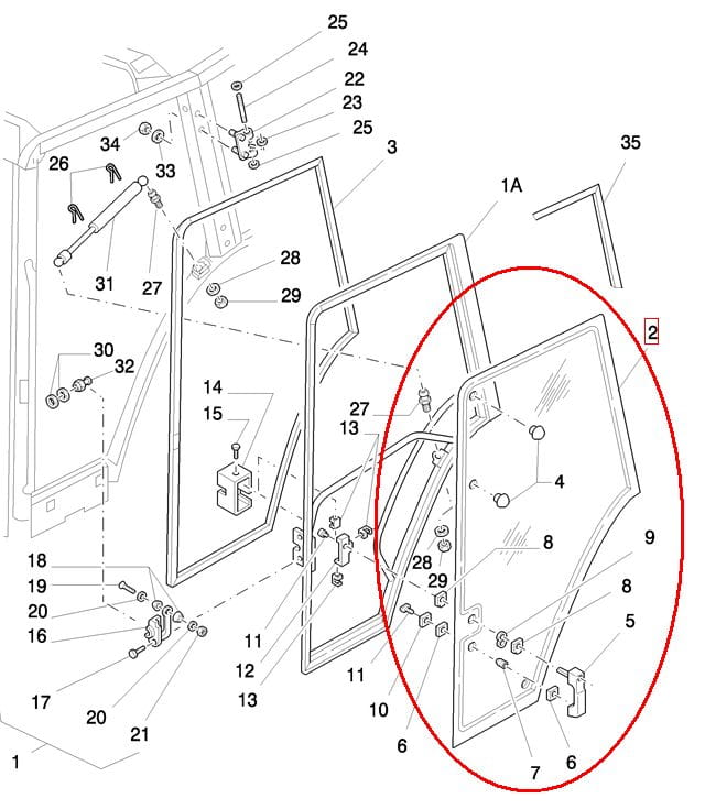 СТЕКЛО ДВЕРИ ЛЕВОЕ NEW HOLLAND 81871242 - E9NN94032N18BB