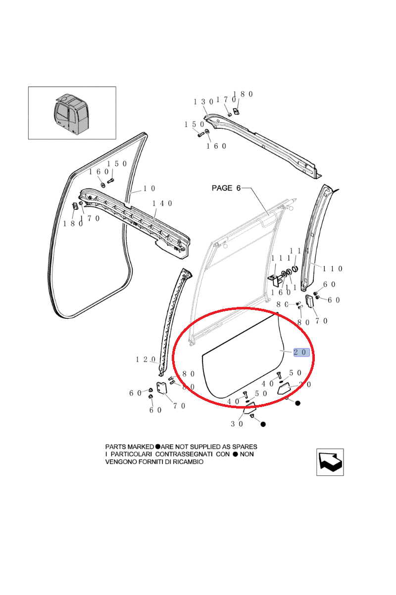 Нижнее заднее стекло New Holland CNH 72106390