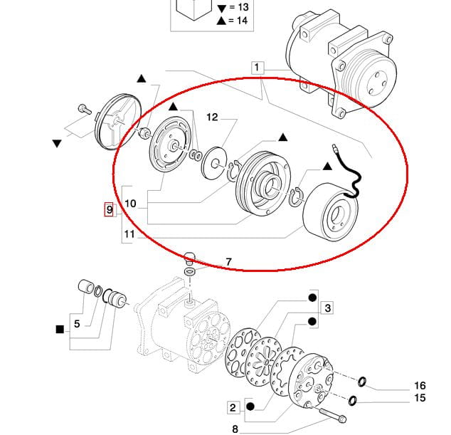 МУФТА КОМПРЕССОРА КОНДИЦИОНЕРА NEW HOLLAND CASE STEYR 87334407