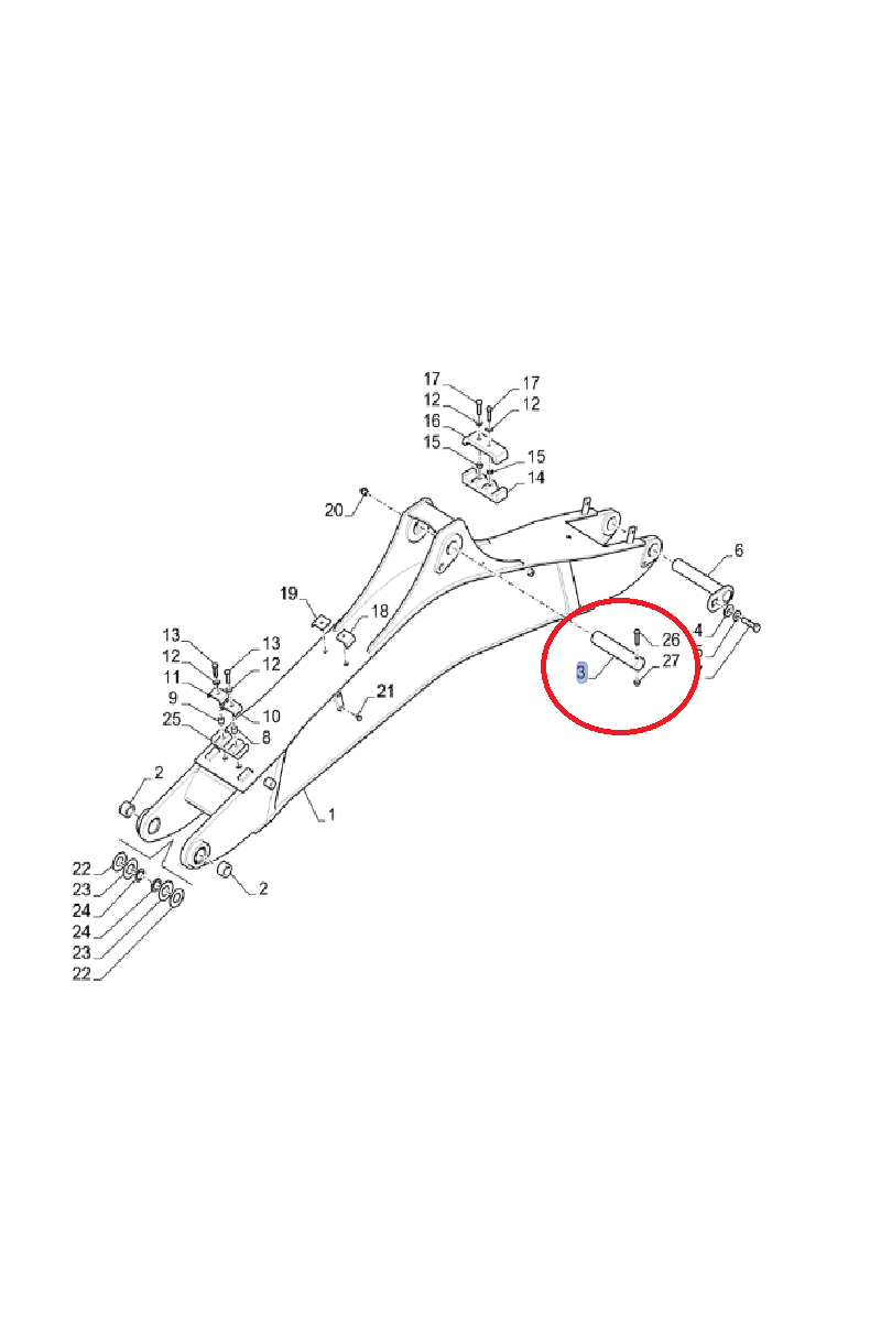 Палец рычага экскаватора New Holland CNH 59,8x263 мм - 87590903